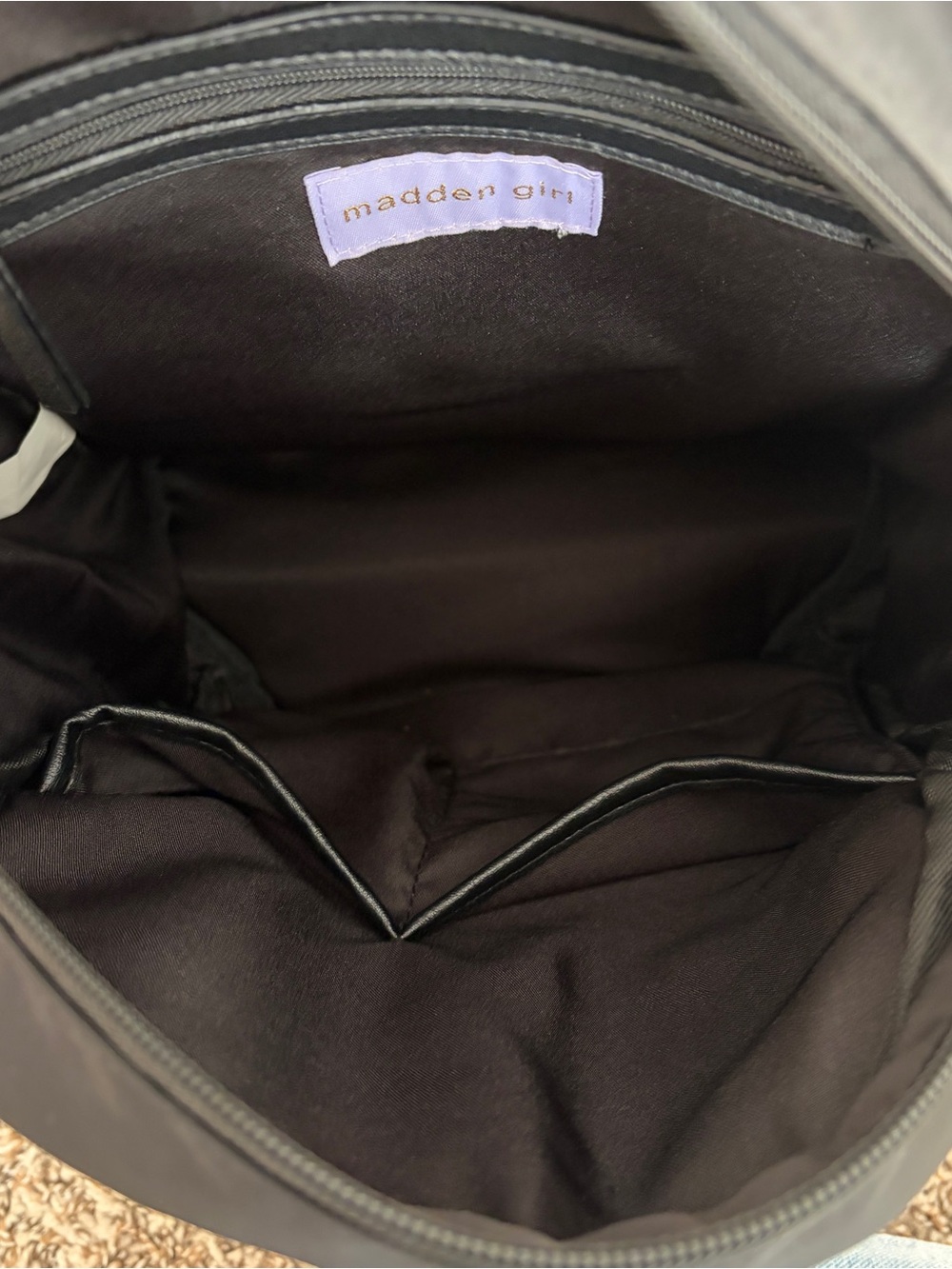 Madden Girl Black Nylon Backpack with Front Zip Pocket - Picture 5 of 6
